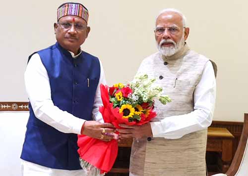 छत्तीसगढ़ के मुख्यमंत्री श्री विष्णुदेव साय ने प्रधानमंत्री श्री नरेंद्र मोदी से की मुलाकात