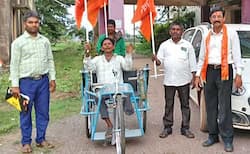 शिवसेना ने निशक्त सुंदरलाल को प्रशासन से दिलाया ट्राईसाइकिल