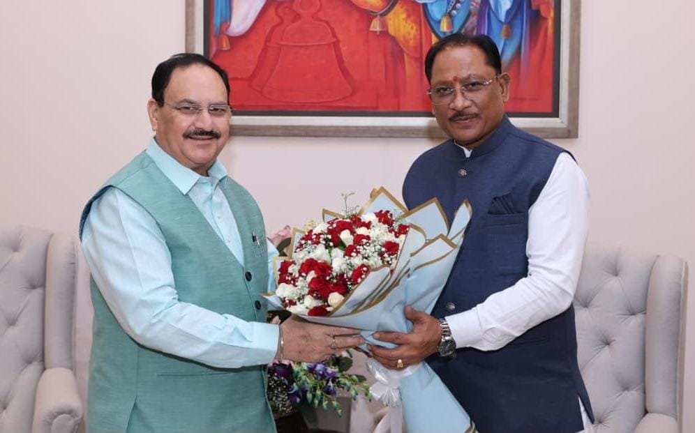 मुख्यमंत्री श्री विष्णु देव साय ने केंद्रीय स्वास्थ्य मंत्री श्री जे.पी. नड्डा से की सौजन्य भेंट मुख्यमंत्री श्री विष्णु देव साय ने केंद्रीय स्वास्थ्य मंत्री श्री जे.पी. नड्डा से की सौजन्य भेंट